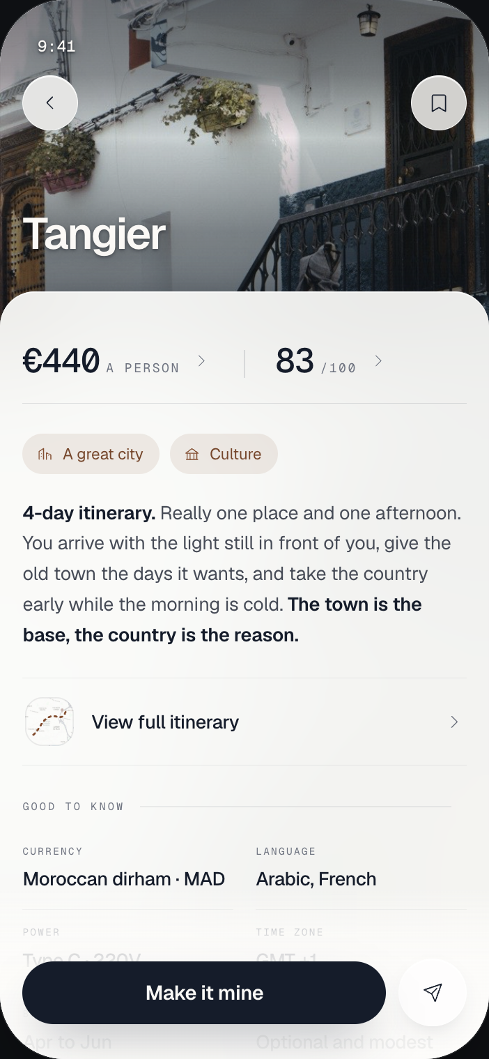 The Passepartout app: a four-day Tangier trip at €440 a person, ready to make yours